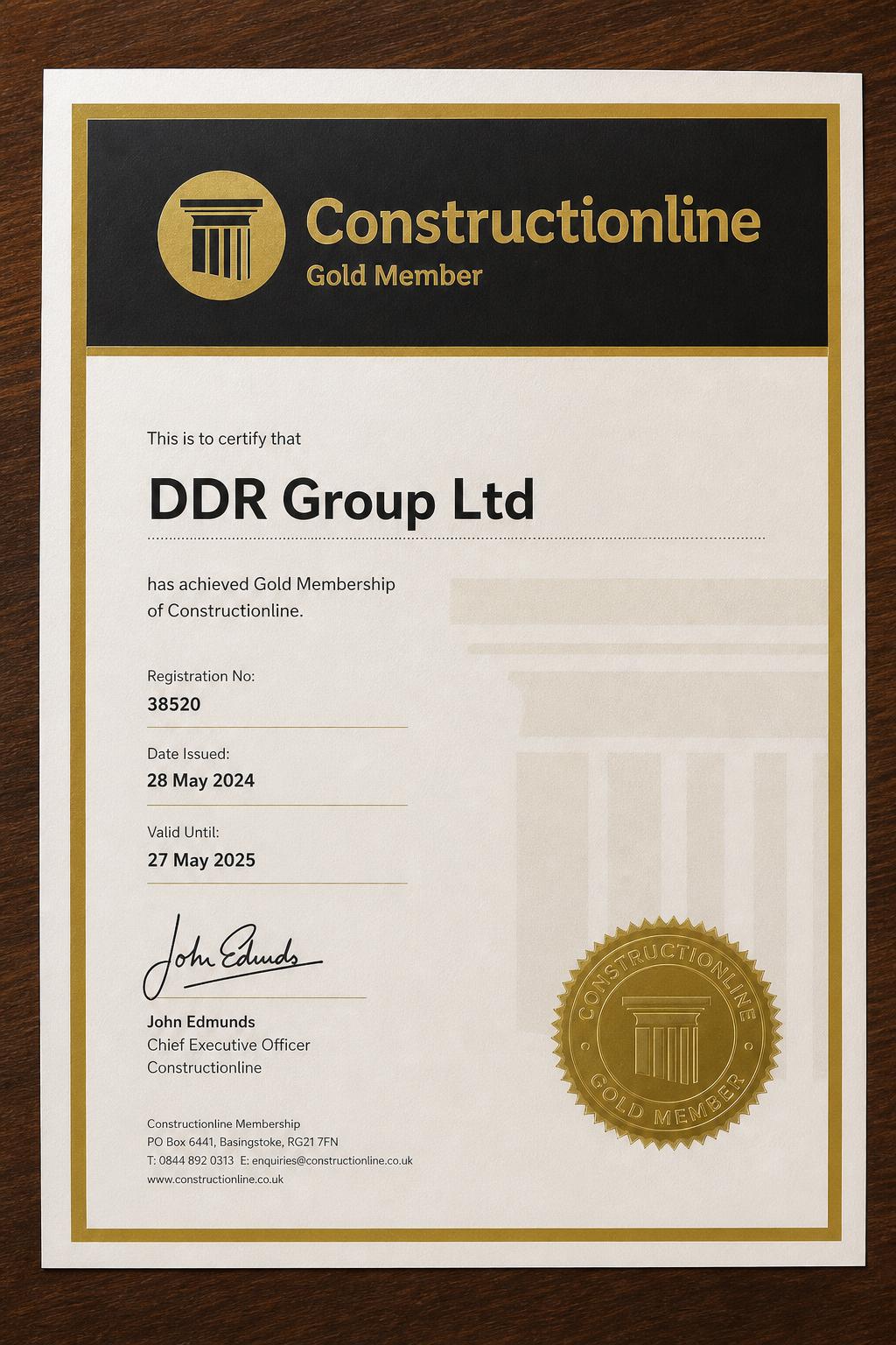 Certificate (available on request)