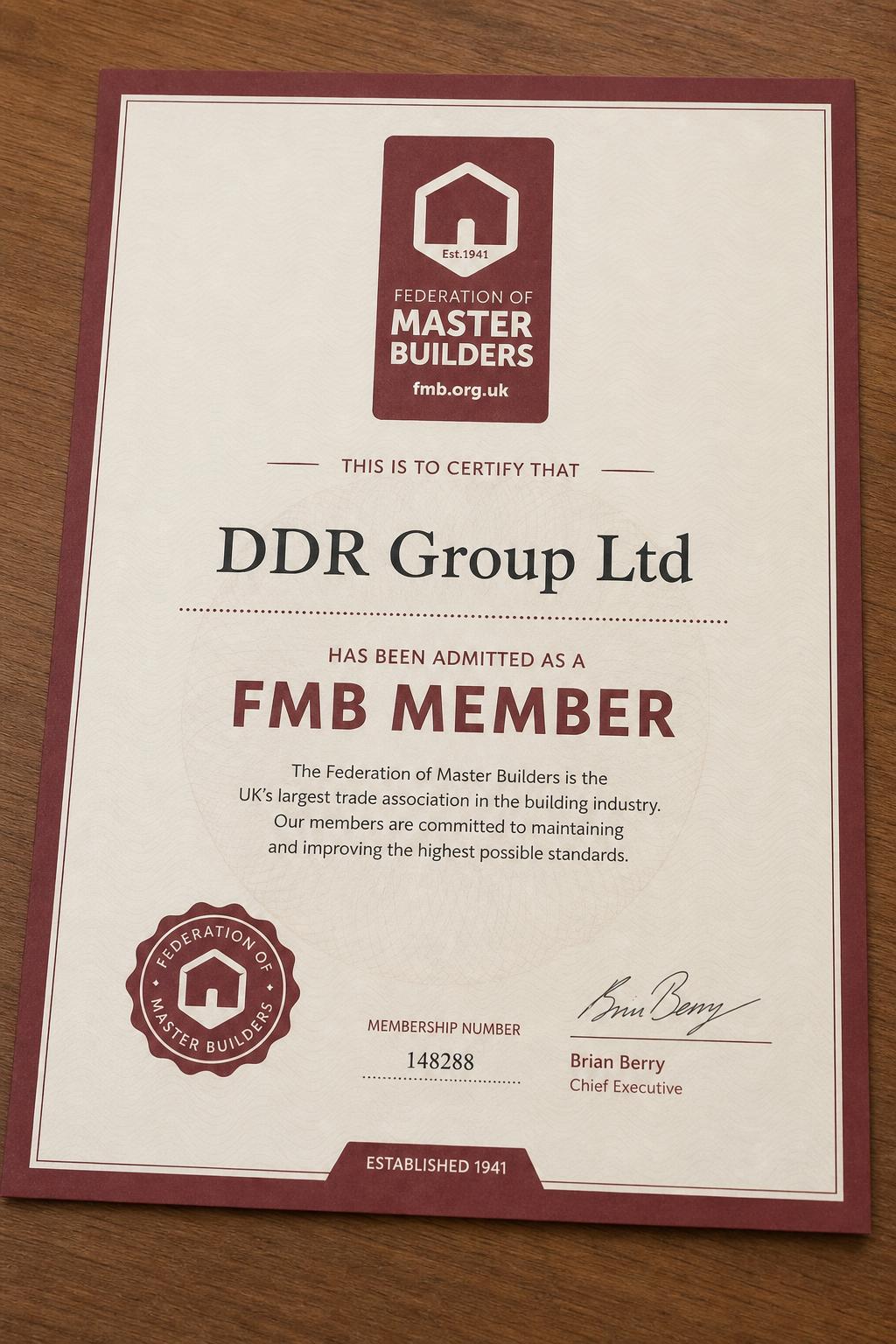 Certificate (available on request)