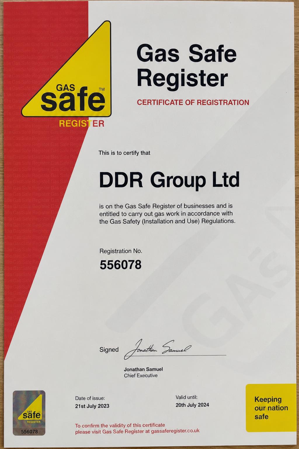 Certificate (available on request)
