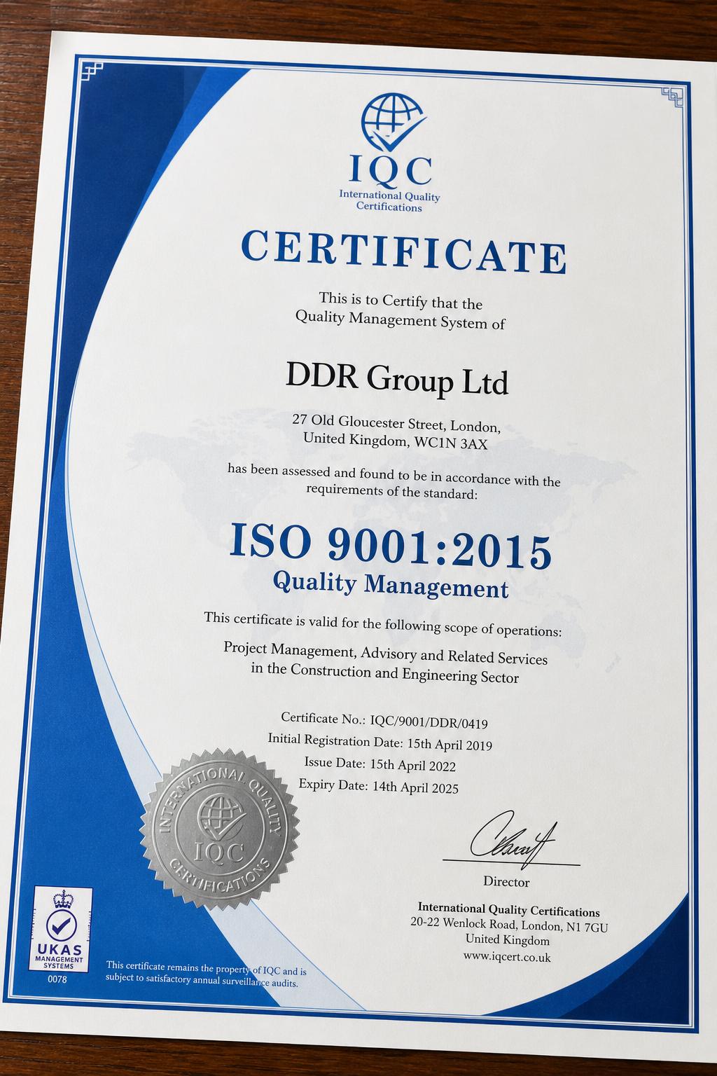 Certificate (available on request)