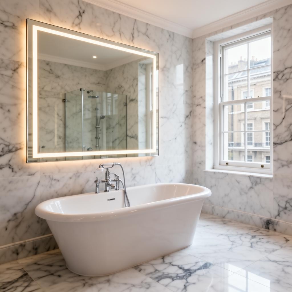 DDR Group high-end bathroom installation, Marble townhouse, Chelsea